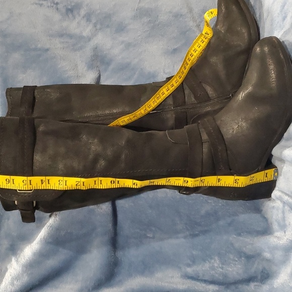 Ugg black leather side zip knee high adjustable calf heeled boots - Picture 2 of 13